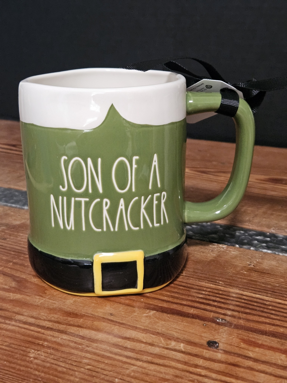 Rae Dunn Green and White 'Son of a Nutcracker' Holiday Mug